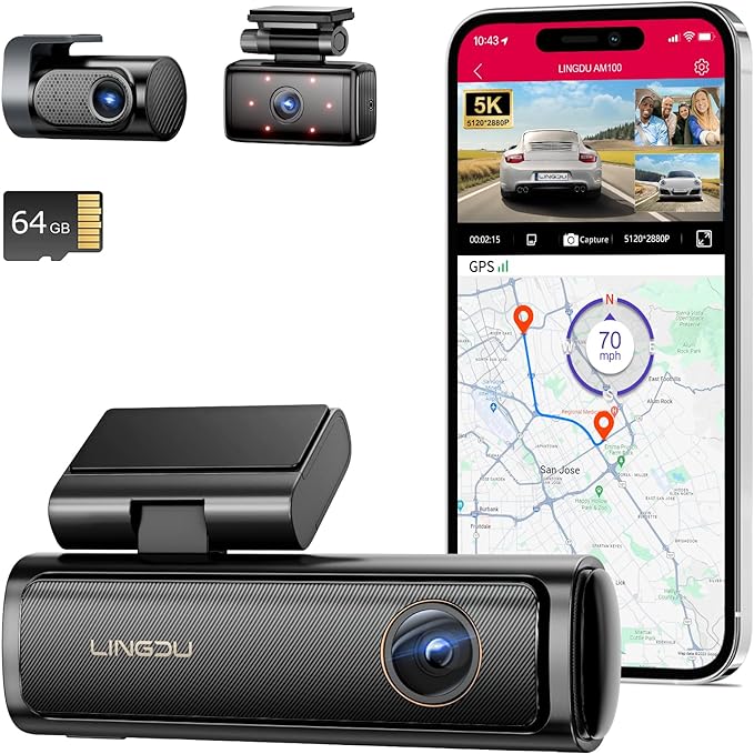 LINGDU AM100 3CH Dash Cam 4K with Voice Control 24H Parking Mode - AZDOME Official Stores