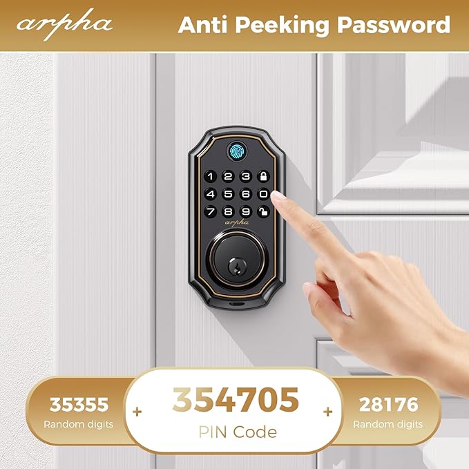 Arpha D280 Electronic Keypad Deadbolt Lock Fingerprint Smart Lock - AZDOME Official Stores
