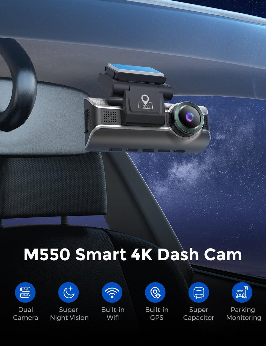 AZDOME M550 Pro 2CH Dash Cam 4K with 3.19'' Screen IR Night Vision 24H ...