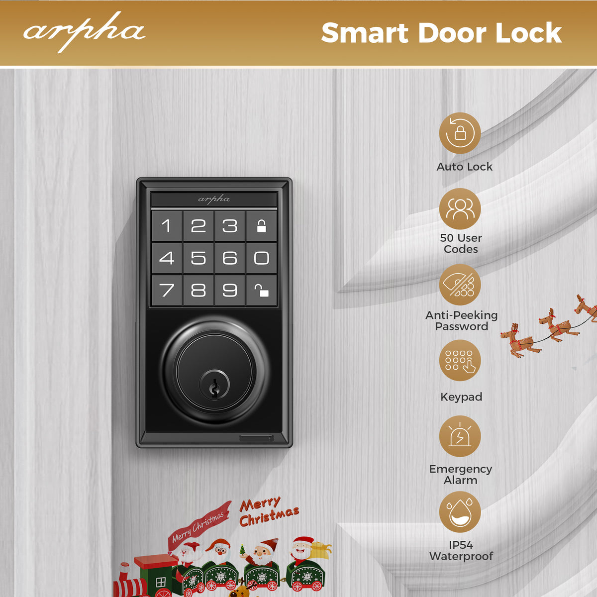 Arpha Keyless Entry Door Lock Deadbolt Electronic Keypad Deadbolt Lo
