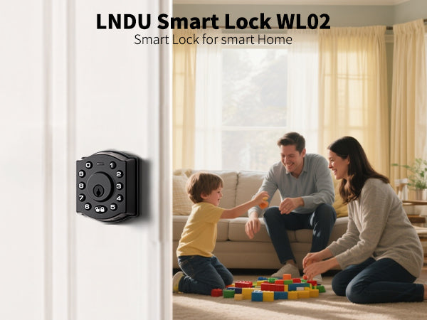 LNDU WL02 WiFi Smart Deadbolt | Alexa & Google Home Voice Control | Anti-Peep Keypad