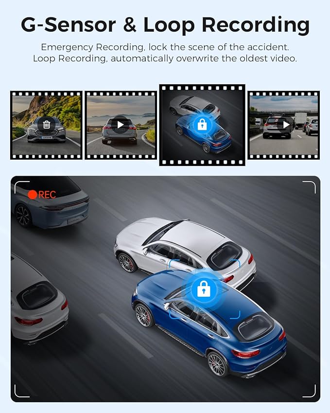 AZDOME M63 Lite 1CH Dash Cam 4K with 3" Screen WDR Night Vision 24H Parking Mode