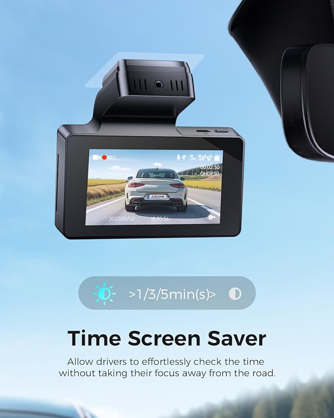AZDOME M63 Lite 1CH Dash Cam 4K with 3" Screen WDR Night Vision 24H Parking Mode