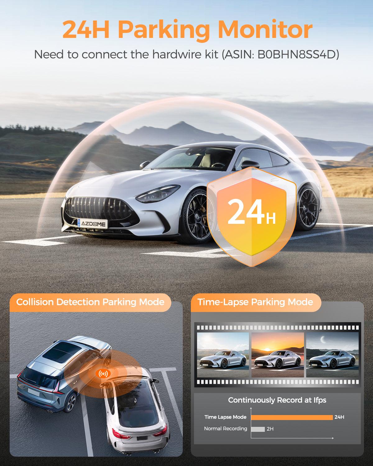 AZDOME M17 Pro Dash Cam - Voice-Activated, 3K Single Channel with 2K Front & 1K Rear Lenses, Super Night Vision, WiFi Enabled, App Control, Includes 64GB Card, Supports Up to 256G, Loop Recording & Emergency Lock - AZDOME Official Stores