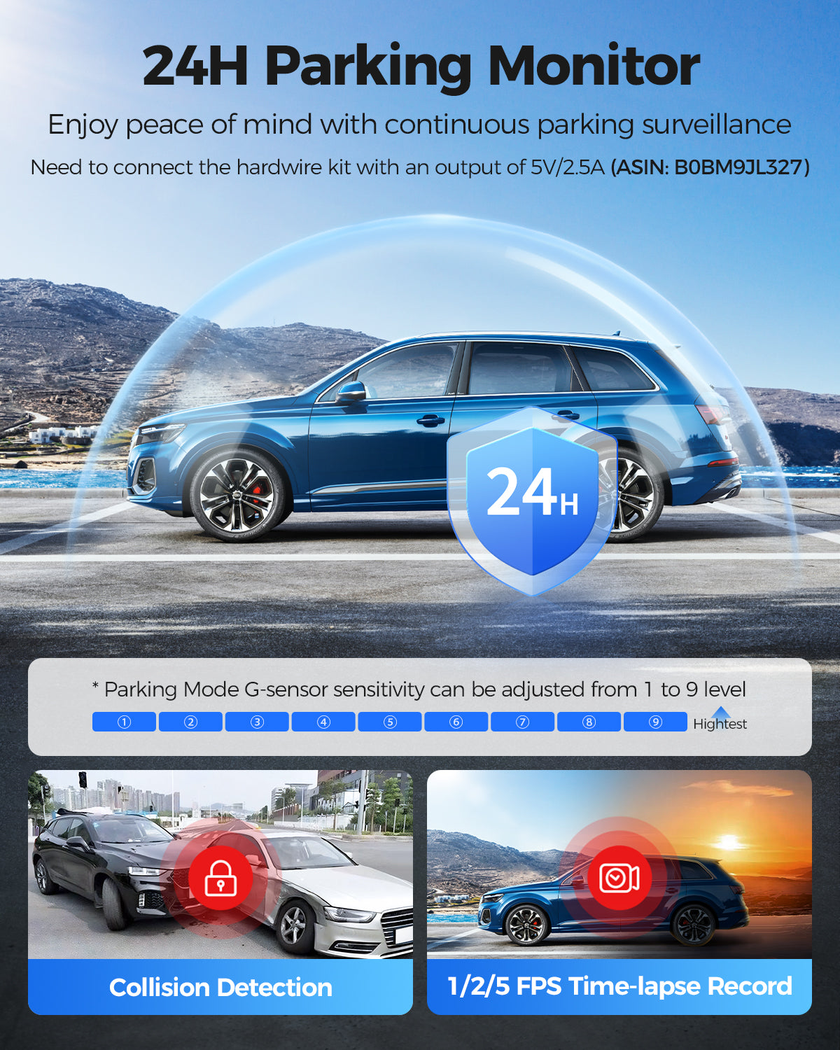 AZDOME Mirror Dash Cam PG17 Max 4K+2.5K with ADAS, BSD and LCA, 12" Rear View Mirror Camera