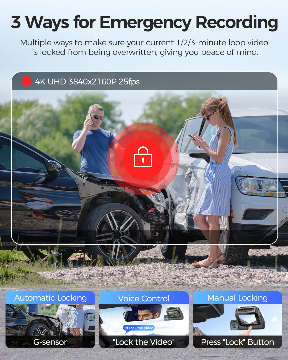LINGDU Dash Cam V630 Car Camera 4K+1080P+1080P 3 Channel Car DVR WiFi GPS IR Night Vision 24H Parking Monitor Loop Recording HDR