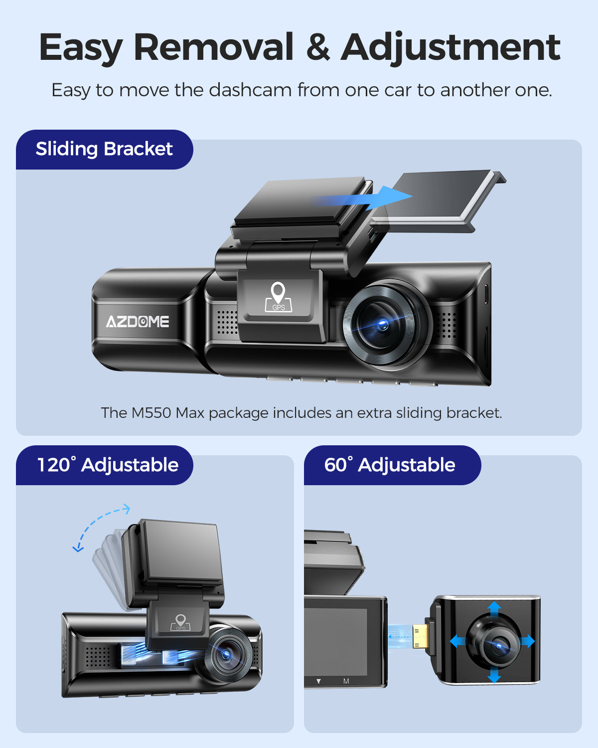 AZDOME M550 Max 3CH Dash Cam 4K with 3.19" Screen WDR Night Vision 24H Parking Mode - AZDOME Official Stores