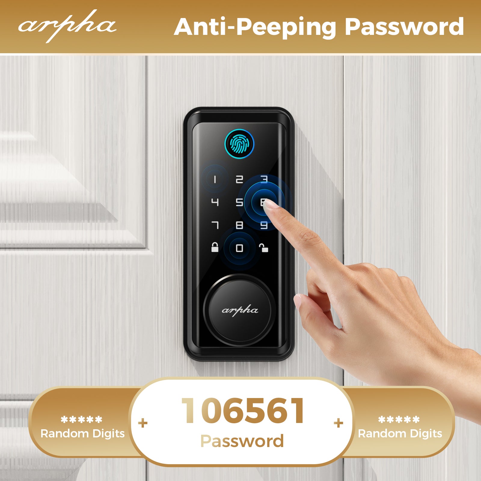 Arpha D601 Electronic Keypad Deadbolt Lock with Fingerprint Unlock APP Control - AZDOME Official Stores