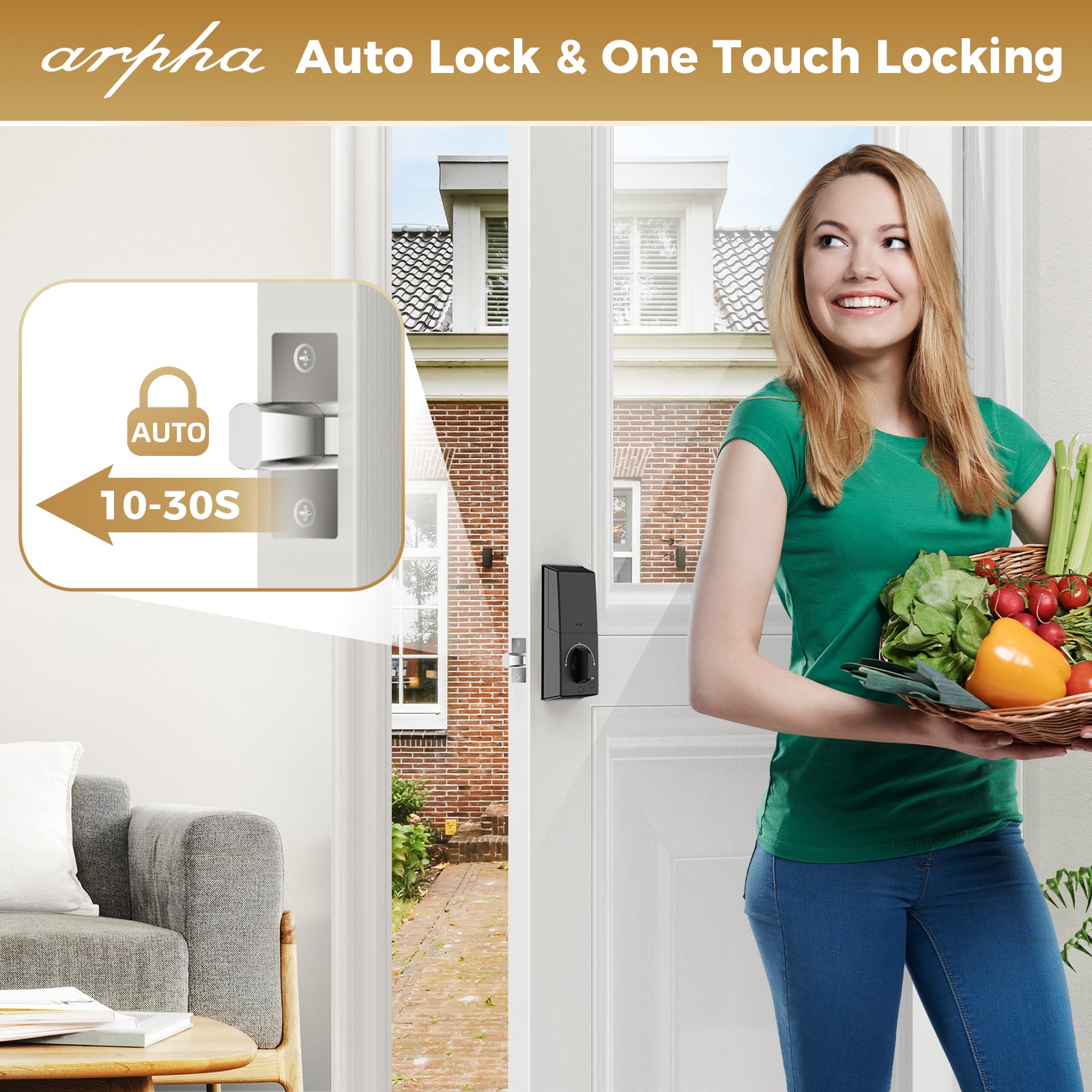 Arpha D601 Electronic Keypad Deadbolt Lock with Fingerprint Unlock APP Control - AZDOME Official Stores