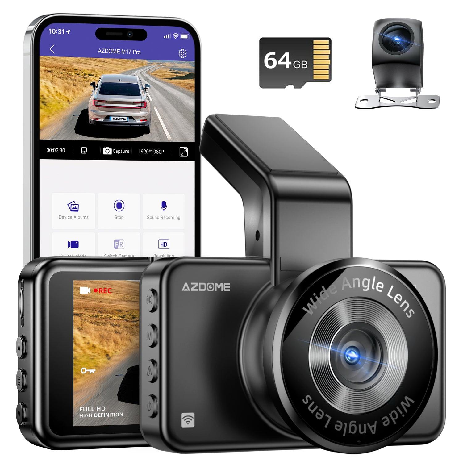 AZDOME M17 Pro Dash Cam Voice-Activated, 3K Single Channel with 2K Front 1K Rear Lenses, Super Night Vision, WiFi Enabled, App Control, Includes