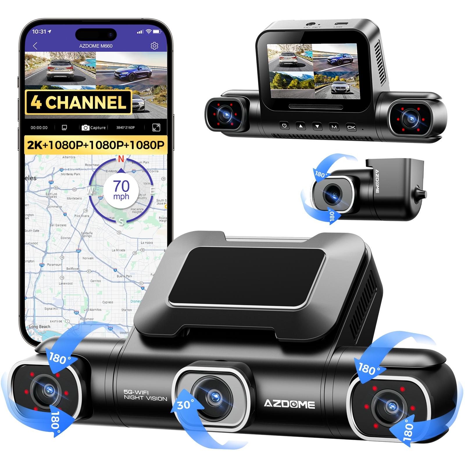 AZDOME Channel 360° Dash Cam Front Rear Inside with 128GB eMMC, 2K+1