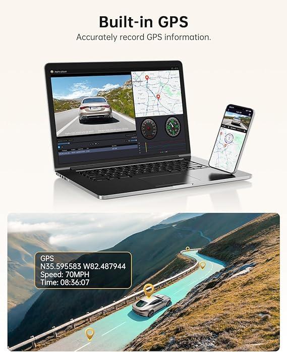 Arpha D25 2CH Dash Cam 5K with 128GB eMMC Voice Control 3'' Touch Screen - AZDOME Official Stores