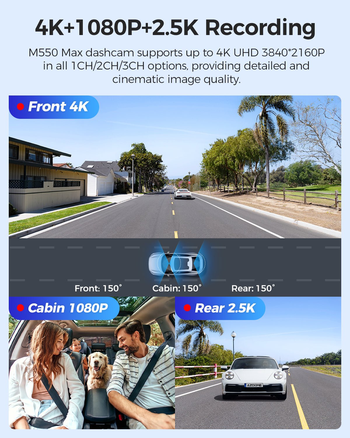 AZDOME M550 Max 3 - Channel 4K Dash Cam with Sony STARVIS 2 Night Vision - AZDOME Official Stores