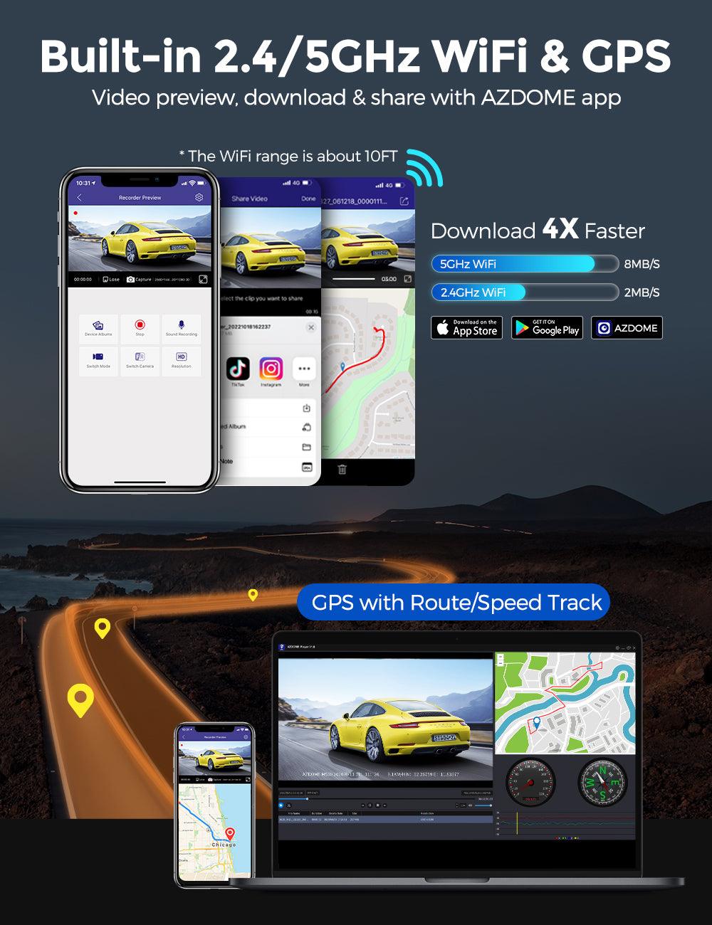 AZDOME M550 Pro 2 - Channel 4K Dash Cam | Front & Cabin IR Night Vision | 5G WiFi & GPS - AZDOME Official Stores