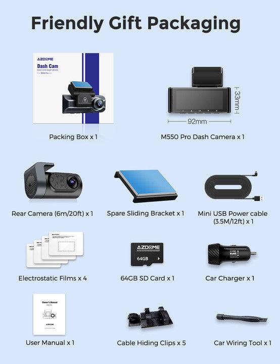 AZDOME M550 Pro 2 - Channel 4K Dash Cam | Front & Cabin IR Night Vision | 5G WiFi & GPS - AZDOME Official Stores