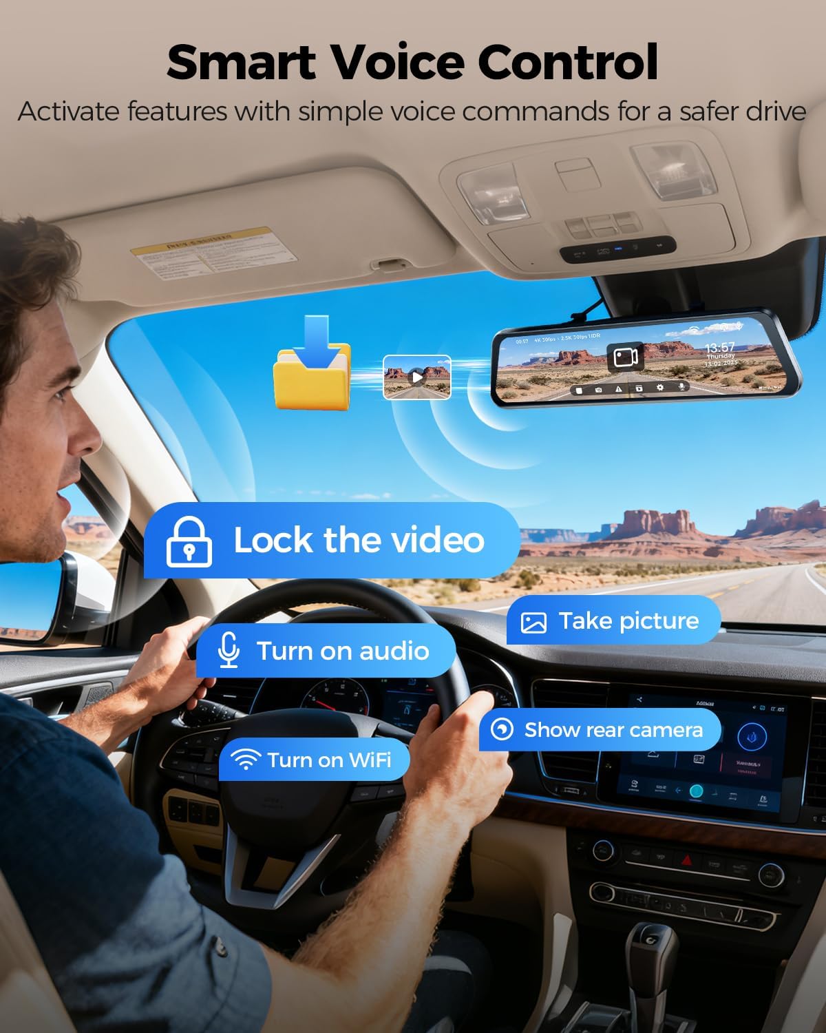 AZDOME PG17 Pro STARVIS 2 Mirror Dash Cam | 4K + 2.5K Dual HDR | 12" Touchscreen ADAS - AZDOME Official Stores