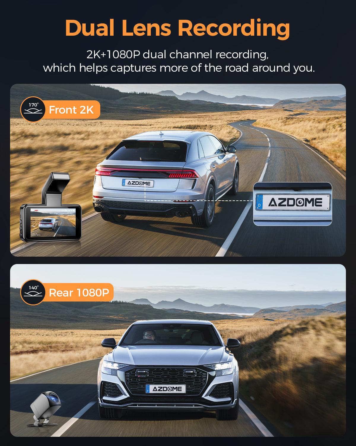 AZDOME M17 Pro Dash Cam - Voice-Activated, 3K Single Channel with 2K Front & 1K Rear Lenses, Super Night Vision, WiFi Enabled, App Control, Includes 64GB Card, Supports Up to 256G, Loop Recording & Emergency Lock - AZDOME Official Stores