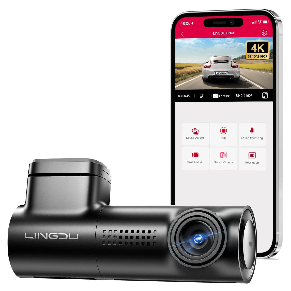 LINGDU D500 Smart Dash Cam 4K Front Dash Cam Night Vision Parking Mode ...