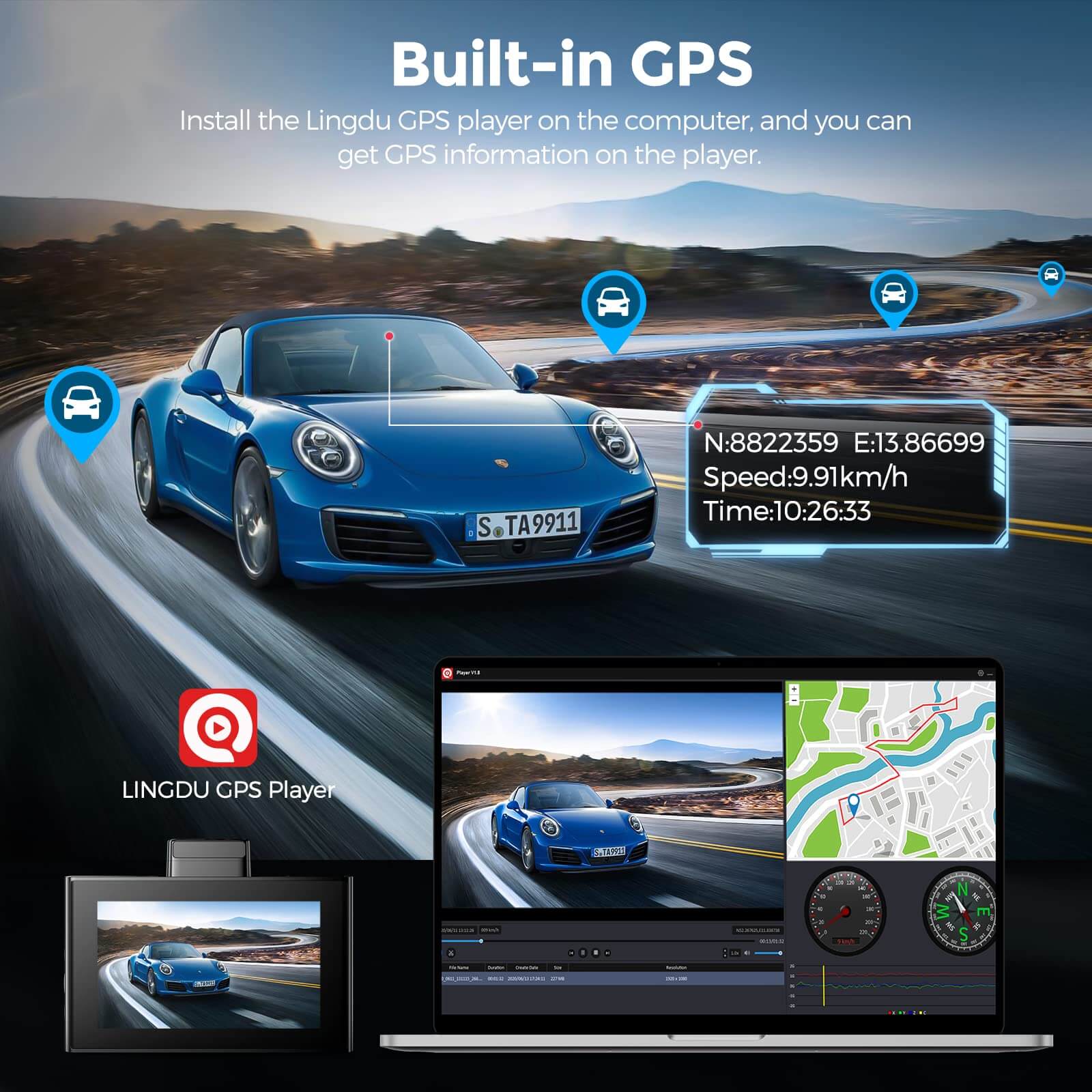 LINGDU LD02 Lite 2CH Dash Cam 4K with 3" Screen Voice Control WDR Night Vision 24H Parking Mode