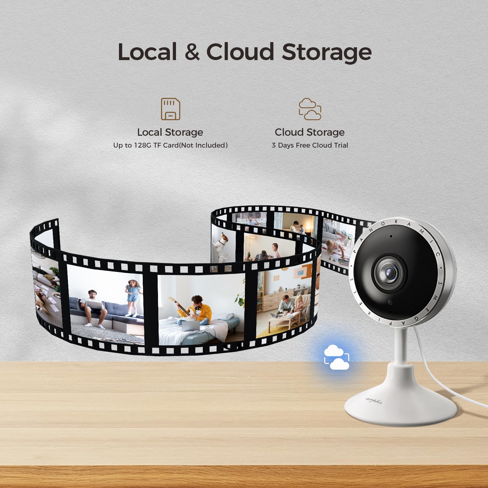 ARPHA Insight 2K Indoor Security Camera | Smart Pet & Home Monitor | AI Human & Sound Detection