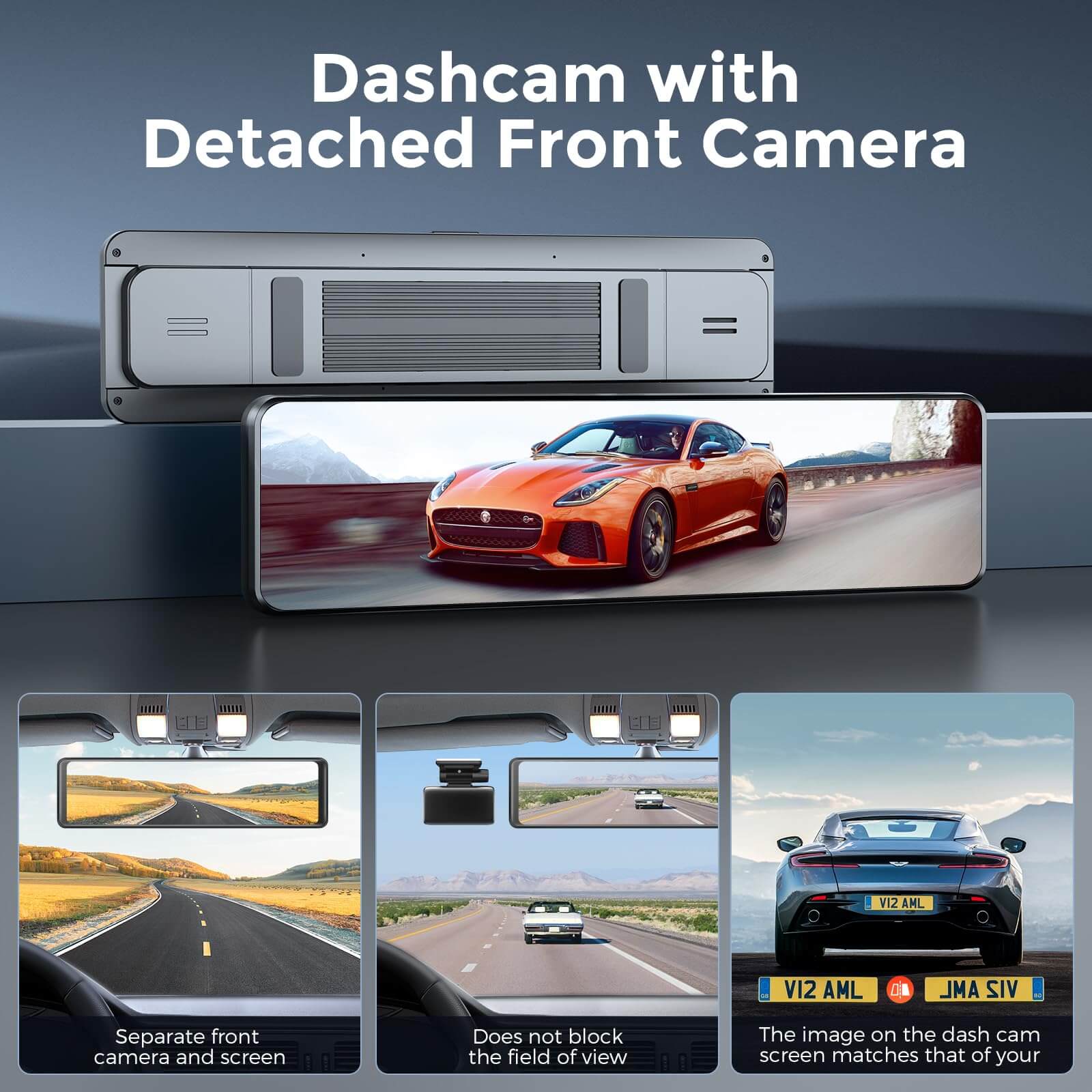 LINGDU LD05 2CH Mirror Dash Cam 2K with 12" Touch Screen Super Night Vision No battery
