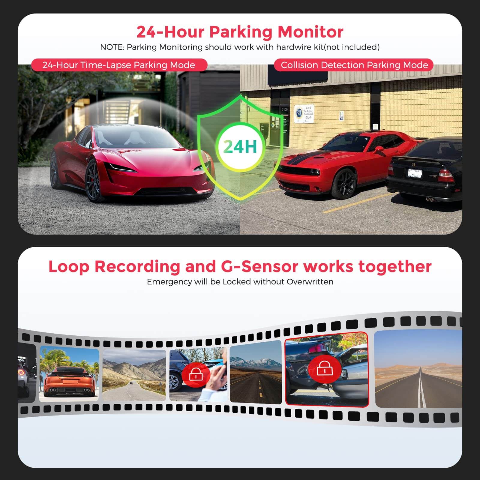 LINGDU LD03 2CH Mirror Dash Cam FHD 1080P with 12" Touch Screen Super Night Vision