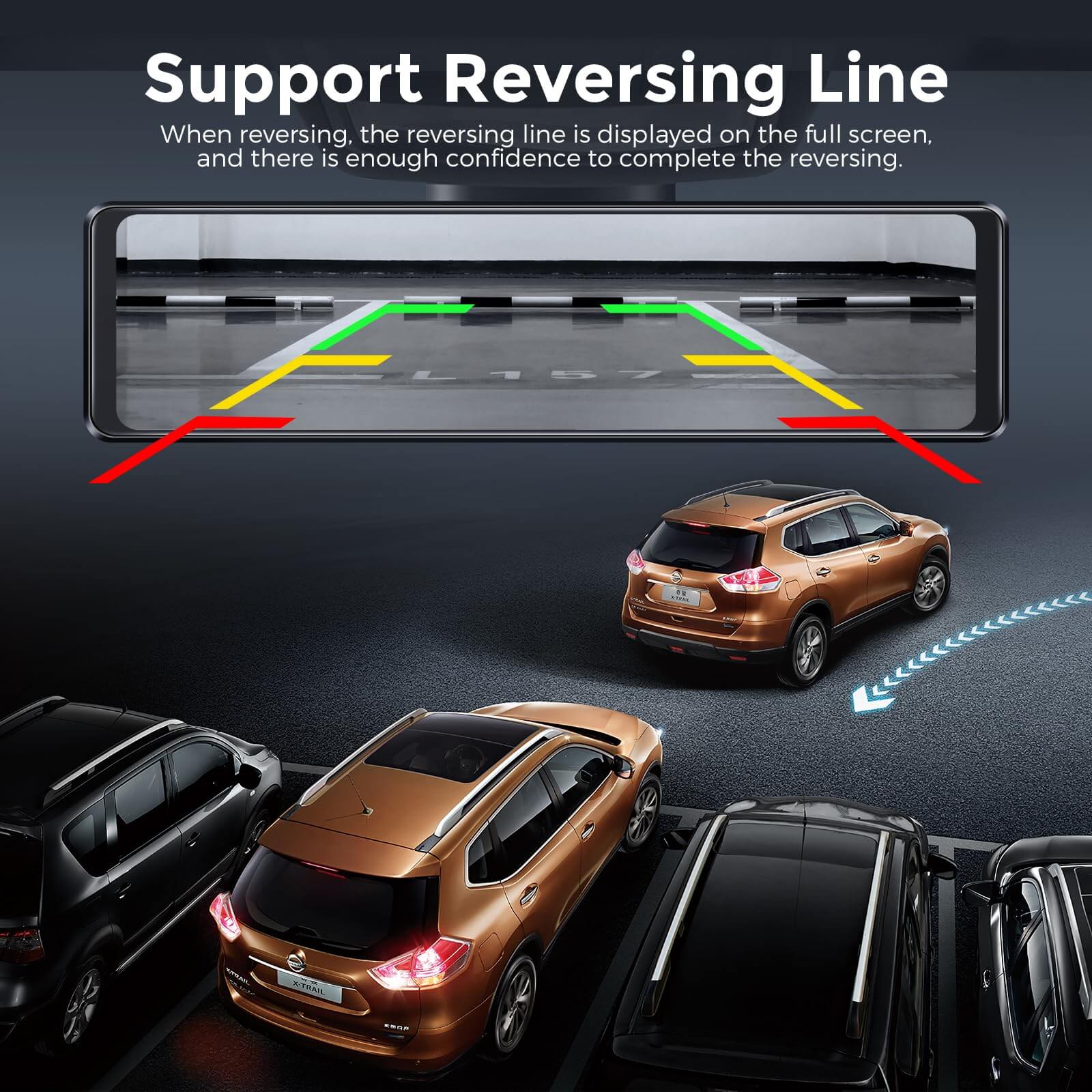 LINGDU LD05 2CH Mirror Dash Cam 2K with 12" Touch Screen Super Night Vision No battery