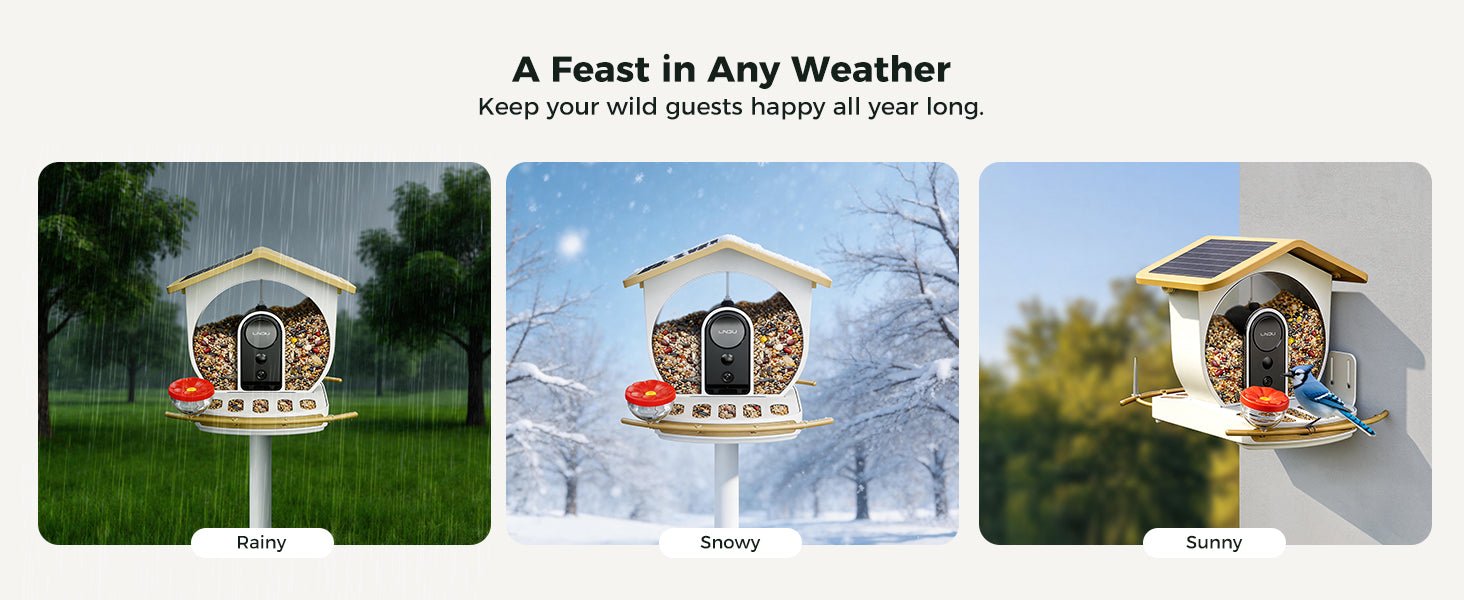LNDU Aviary Smart Bird Feeder | Dual 1080P 50FPS Cameras | AI Bird Species Recognition & Solar Powered - AZDOME Official Stores