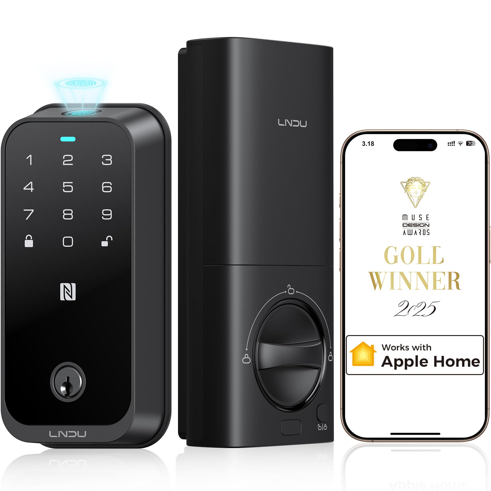 LNDU HK02 Pro WiFi Smart Lock | Remote App Access | Built - in WiFi & Alexa Compatible - AZDOME Official Stores