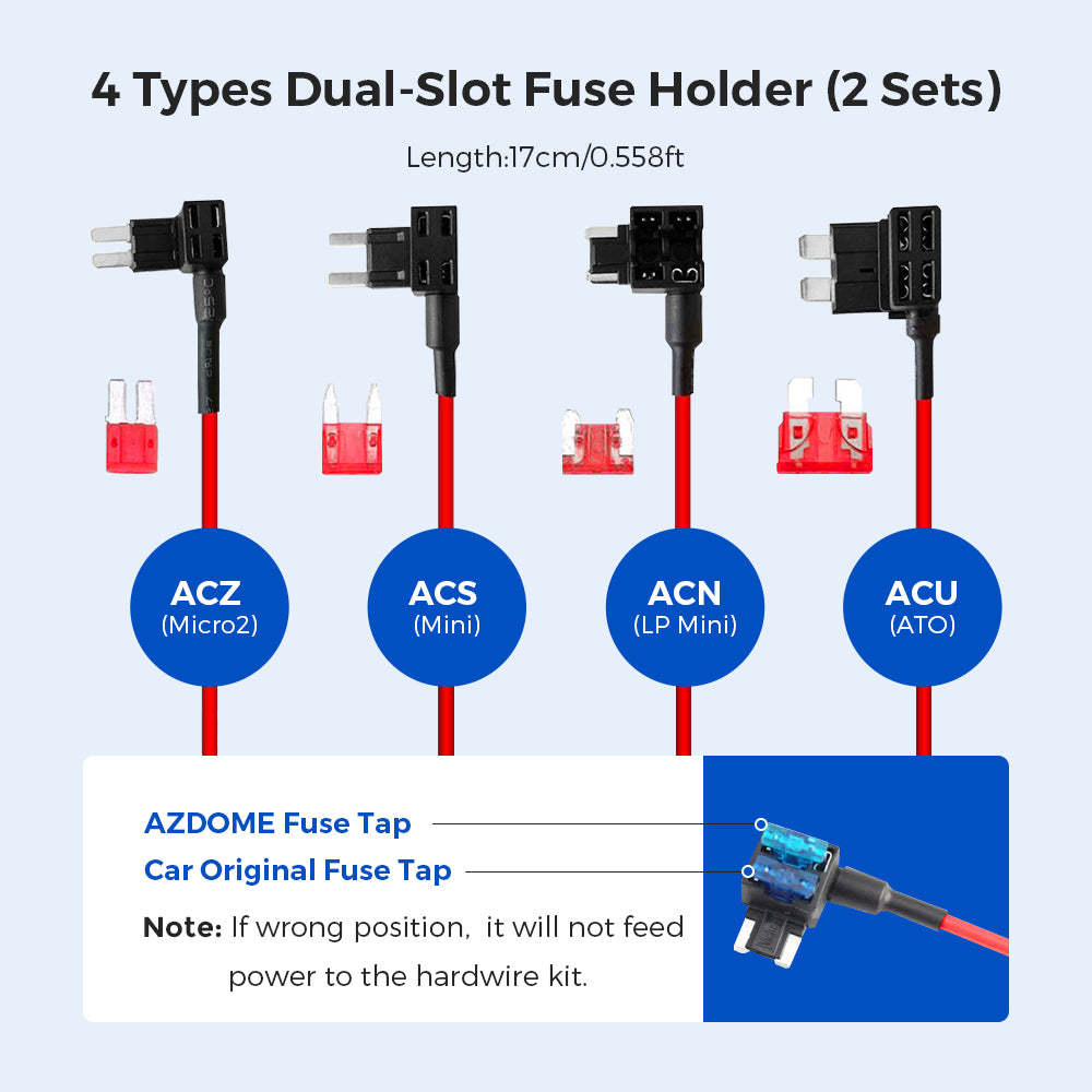 AZDOME JYX02 3-Lead ACC Hardwire Kit Mini-USB Port for M550(Pro)/M01 Pro/M17 Dash Cam - AZDOME Official Stores