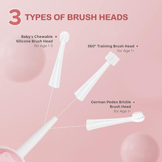 Arpha X3-A Kids Electric Toothbrush Age 1-8 Rechargeable Battery 3 Brush Heads - AZDOME Official Stores