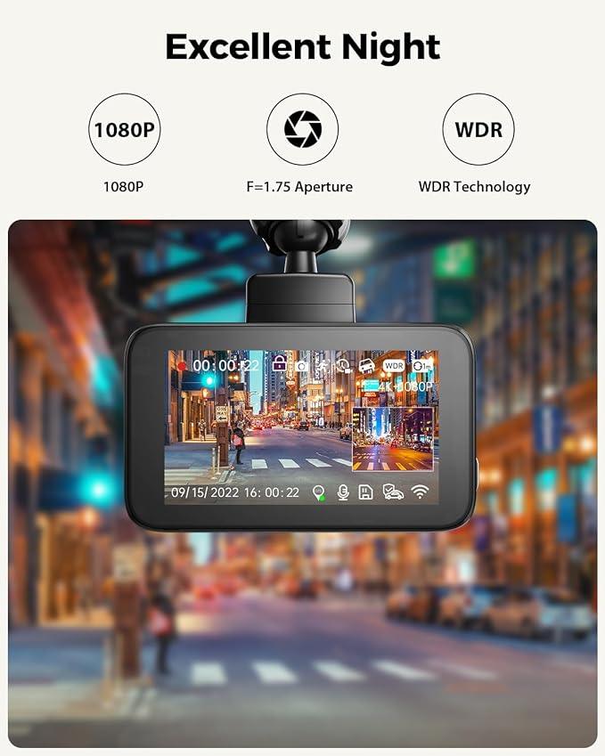 Arpha D24 2CH Dash Cam 4K with Smart Voice Control 3'' Touch Screen - AZDOME Official Stores