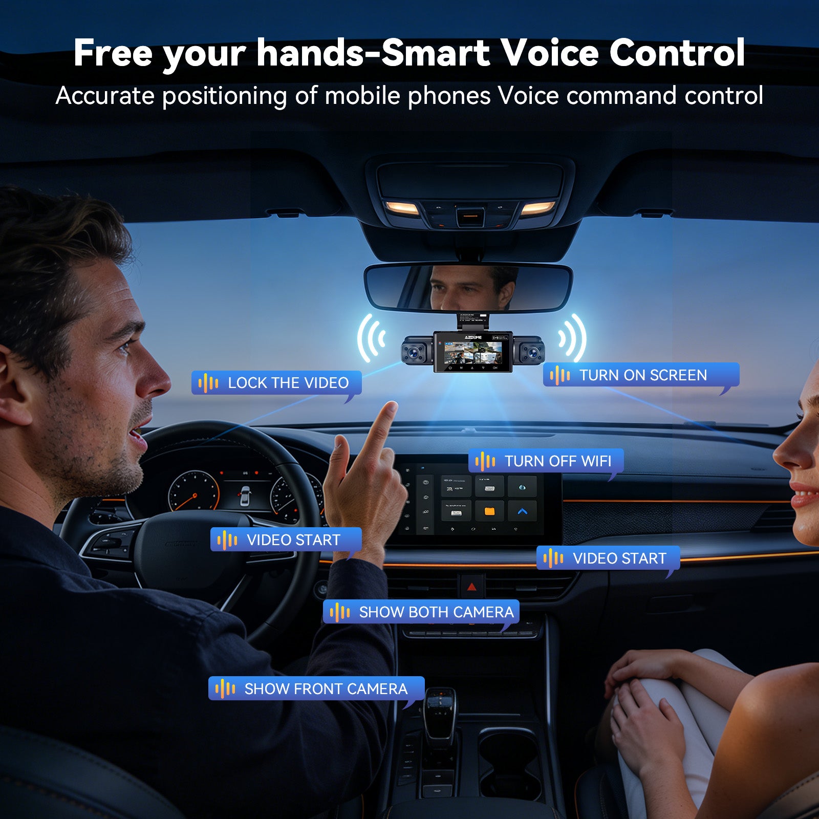 AZDOME M350 3/4‑Channel Dash Cam | 2K Front + 1080P x3 | 5G WiFi GPS | Voice Control | IR Night Vision