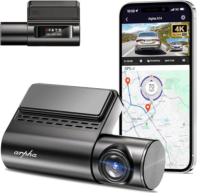 Arpha A14 1CH Dash Cam 4K with Voice Control 24H Parking Mode - AZDOME Official Stores