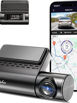 ARPHA A14 WiFi 4K Dash Cam Front 3840x2160P UHD, Voice Control Dashcam for Cars, 150° Wide Angle Car Dash Camera with Free APP, Built-in GPS WDR Night Vision G-sensor 24H Parking Mode, Easy to Install