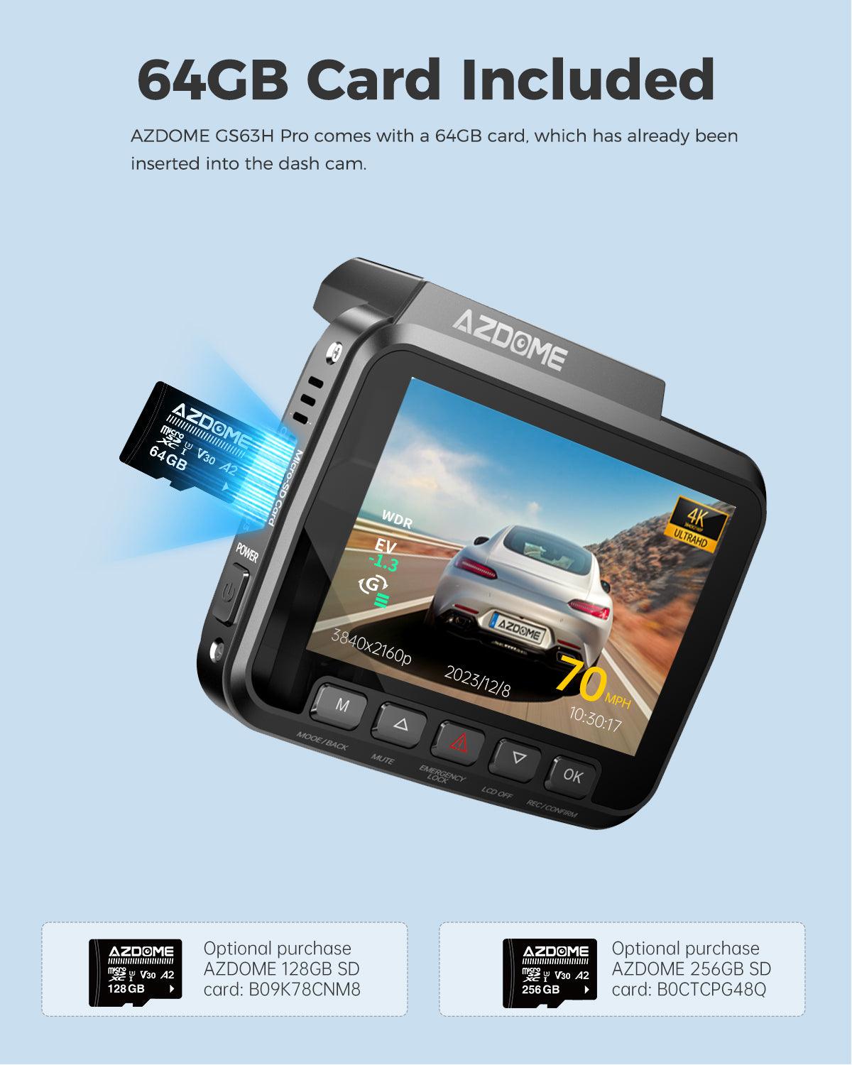 AZDOME GS63H Pro 2CH Dash Cam 4K with Super Night Vision 24H Parking Mode - AZDOME Official Stores