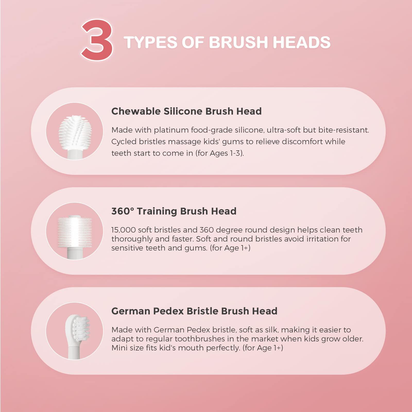 Arpha X3-A Kids Electric Toothbrush Age 1-8 Rechargeable Battery 3 Brush Heads - AZDOME Official Stores