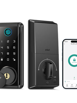 Arpha Fingerprint Door Lock with App Control, 100 Code Touchscreen Digital Door Lock, 16 Anti-Peeking Passwords Smart Door Lock, Keypad Deadbolt for Front Door, One Time Code, IP54 Waterproof Zinc