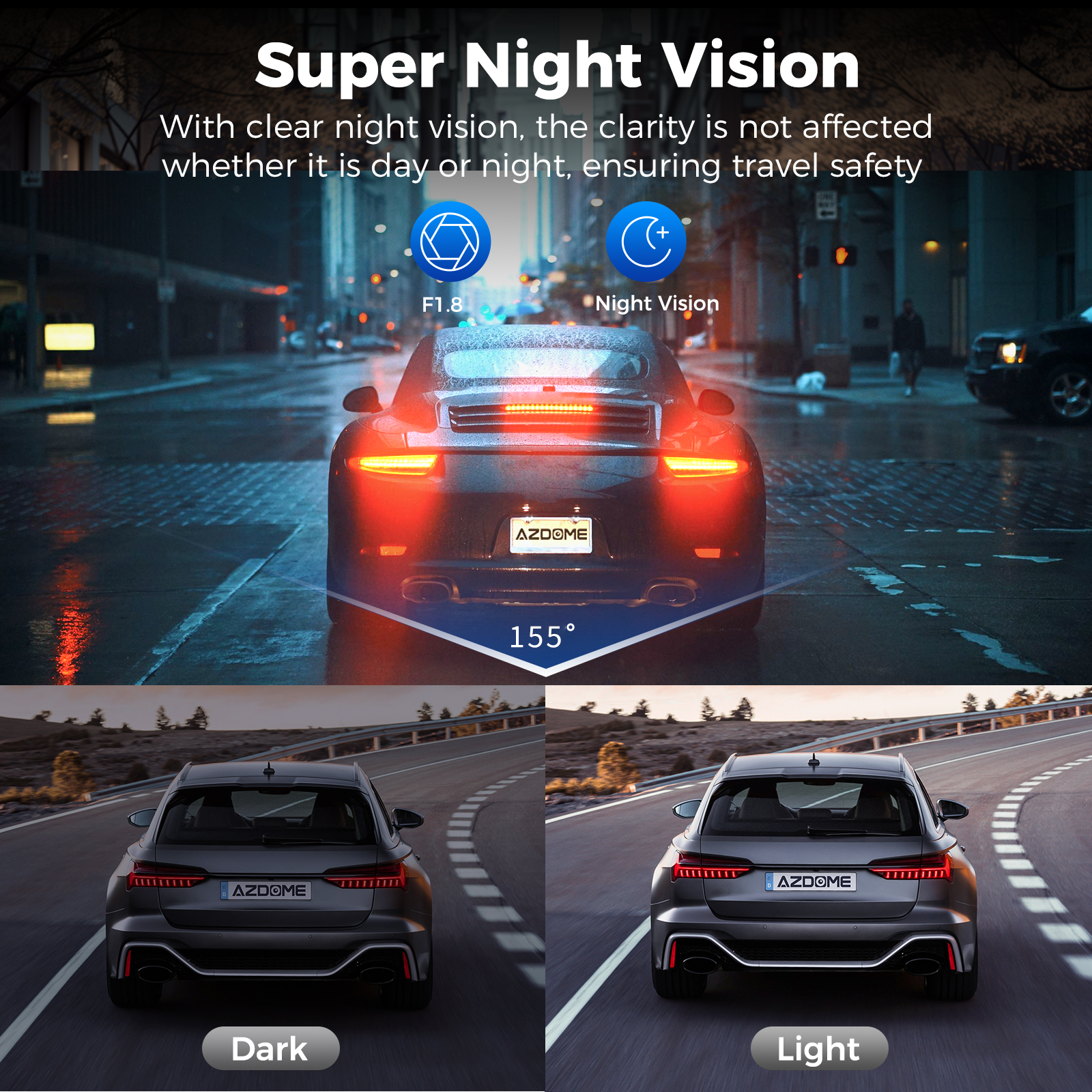 AZDOME V600 Dual Dash Cam Front and Rear, 1080P FHD Dashboard Camera, 2.4" IPS Screen Dashcam, Waterproof Backup Camera Night Vision, 24H Parking Monitor, G-Sensor Wide Angle Dual Lens Dashcam - AZDOME Official Stores