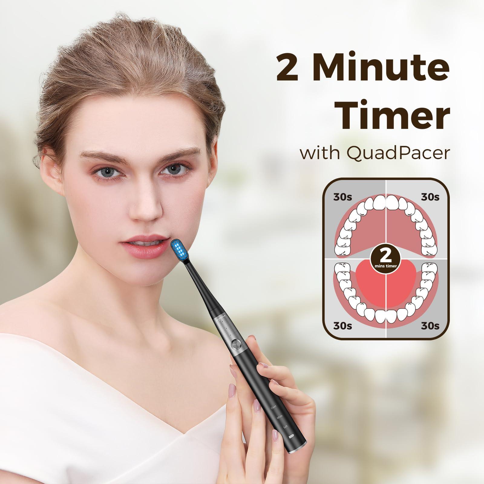 Arpha R1 Electric Toothbrush for Adults Ultrasonic Deep Clean Wireless Fast Charge 2 Brush Heads - AZDOME Official Stores