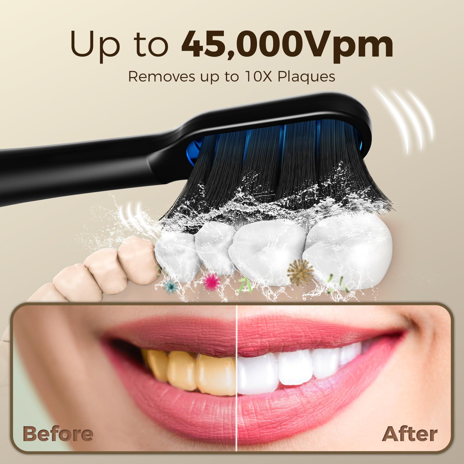 Arpha R1 Electric Toothbrush for Adults Ultrasonic Deep Clean Wireless Fast Charge 2 Brush Heads - AZDOME Official Stores