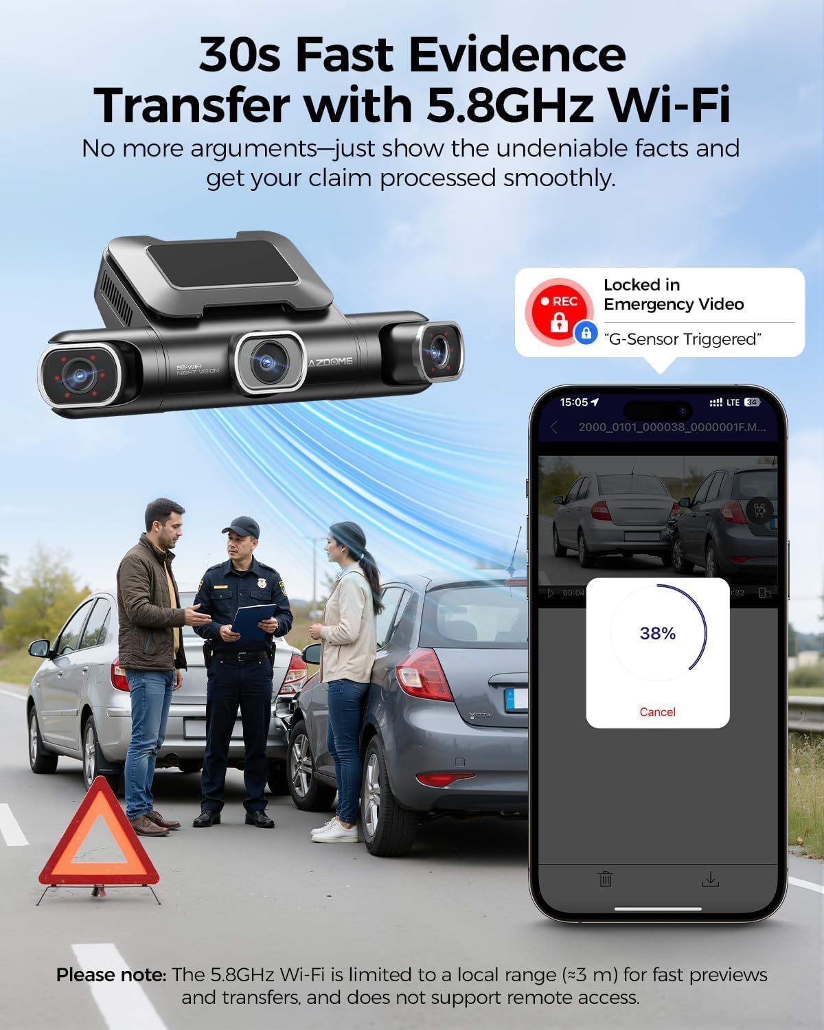 AZDOME S40 (M660) 4-Channel 4K Dash Cam | Front+Left+Right+Rear Recording | 3” IPS | 5G WiFi GPS | Voice Control | Parking Mode