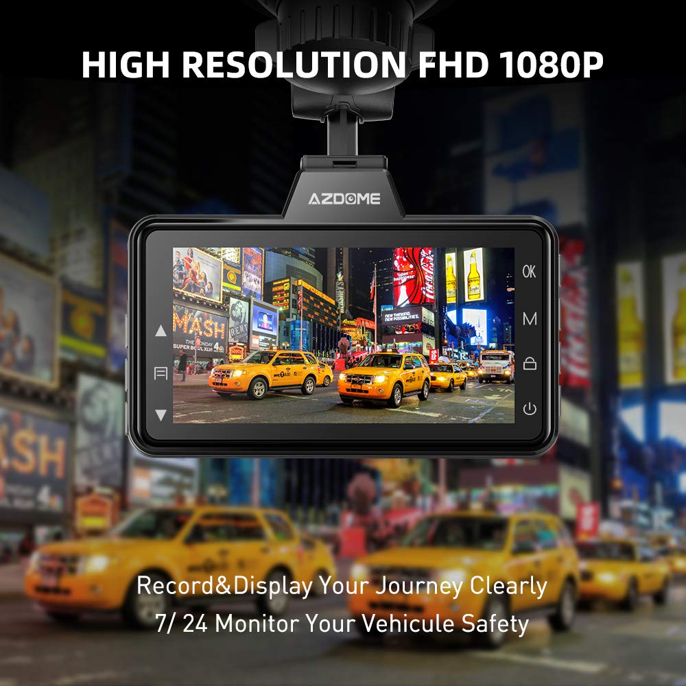 AZDOME M01 Pro 2CH Dash Cam 1080P with ADAS 3" Screen 24H Parking Mode - AZDOME Official Stores