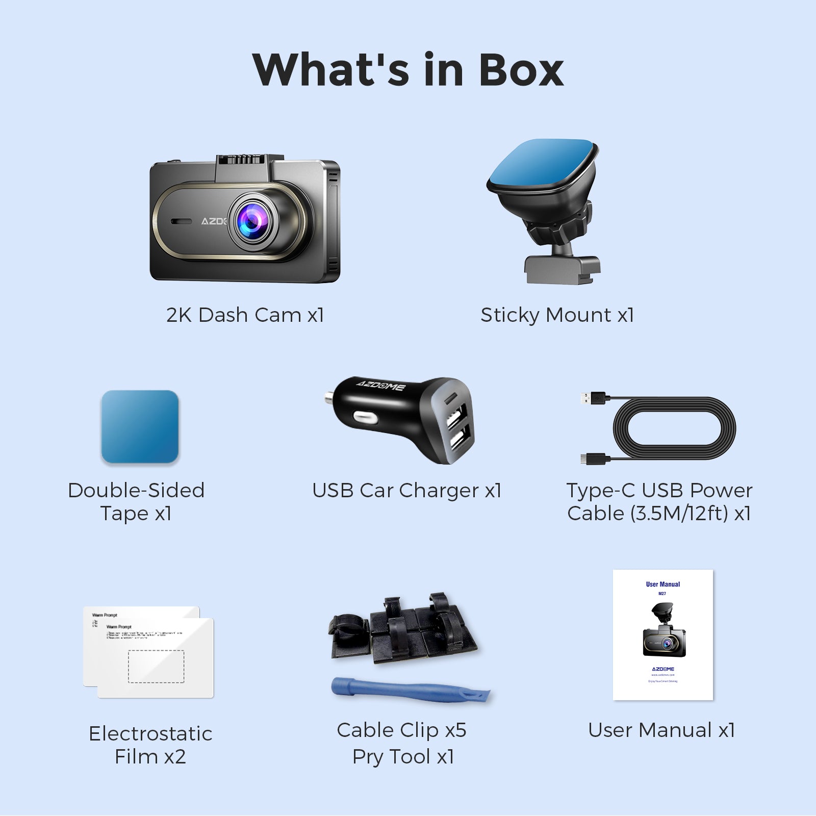 AZDOME M27 1CH Dash Cam 2K with 3" Display 24H Parking Mode - AZDOME Official Stores