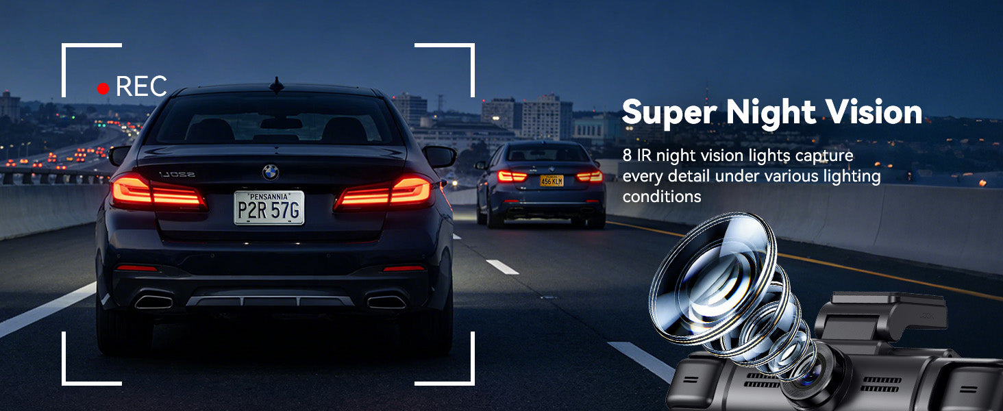 AZDOME M350 3/4‑Channel Dash Cam | 2K Front + 1080P x3 | 5G WiFi GPS | Voice Control | IR Night Vision