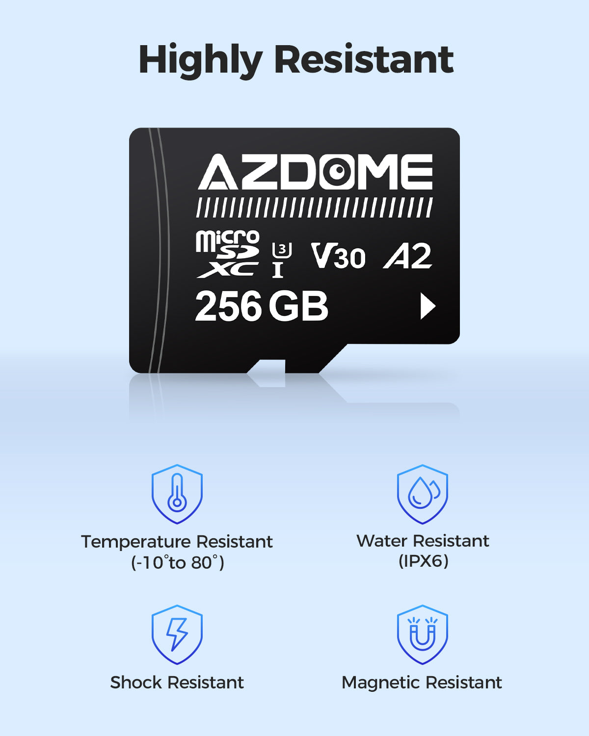 AZDOME 256GB Micro SD Card Highly Resistant