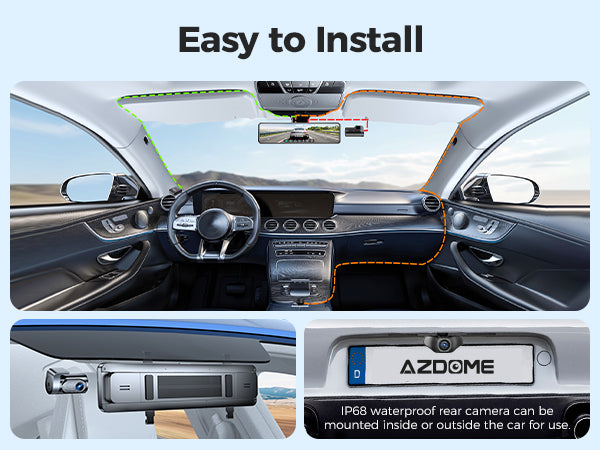 AZDOME PG18S Mirrorr Dash Cam Easy to Install