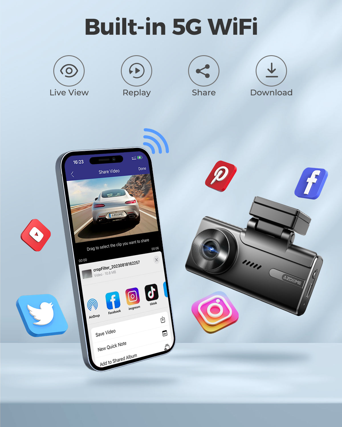AZDOME M580 3CH Dash Cam 5K with 4" Touch Screen IR Night Vision 24H Parking Mode - AZDOME Official Stores