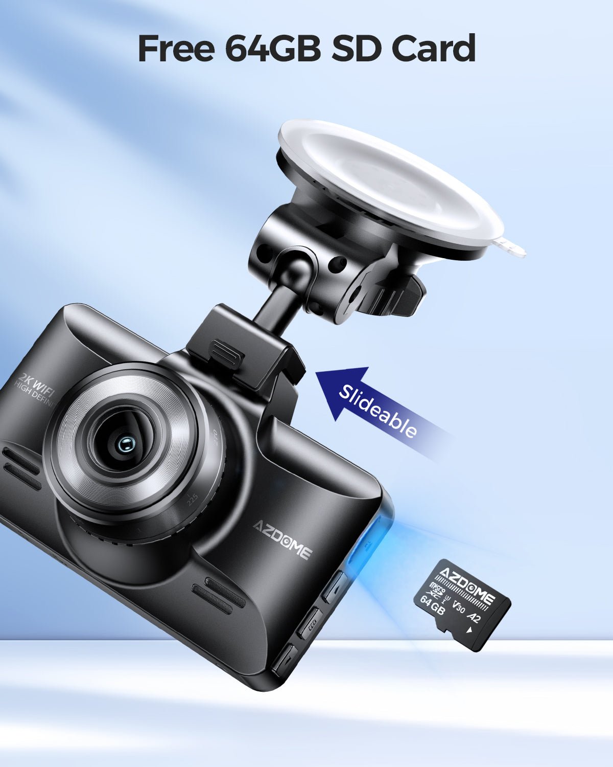 AZDOME Upgraded M01 Pro 3K WiFi Dash Cam - Front and Rear Dual View