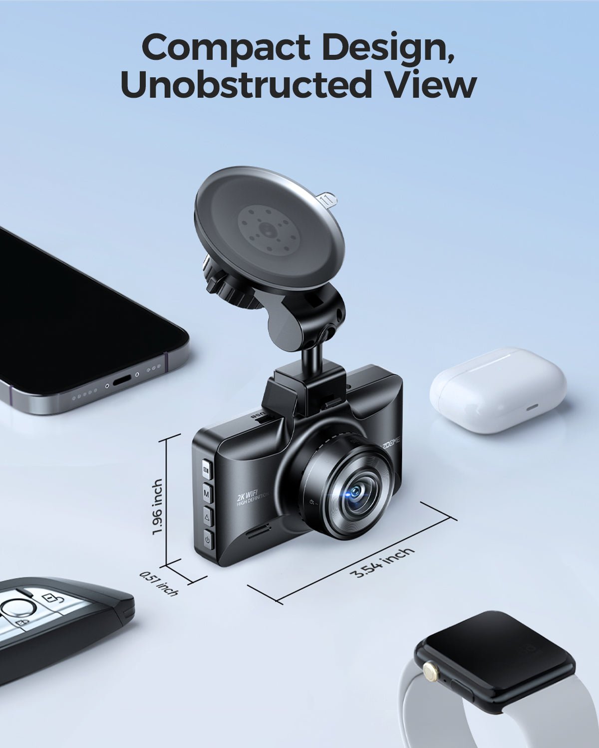 AZDOME Upgraded M01 Pro 3K WiFi Dash Cam - Front and Rear Dual View